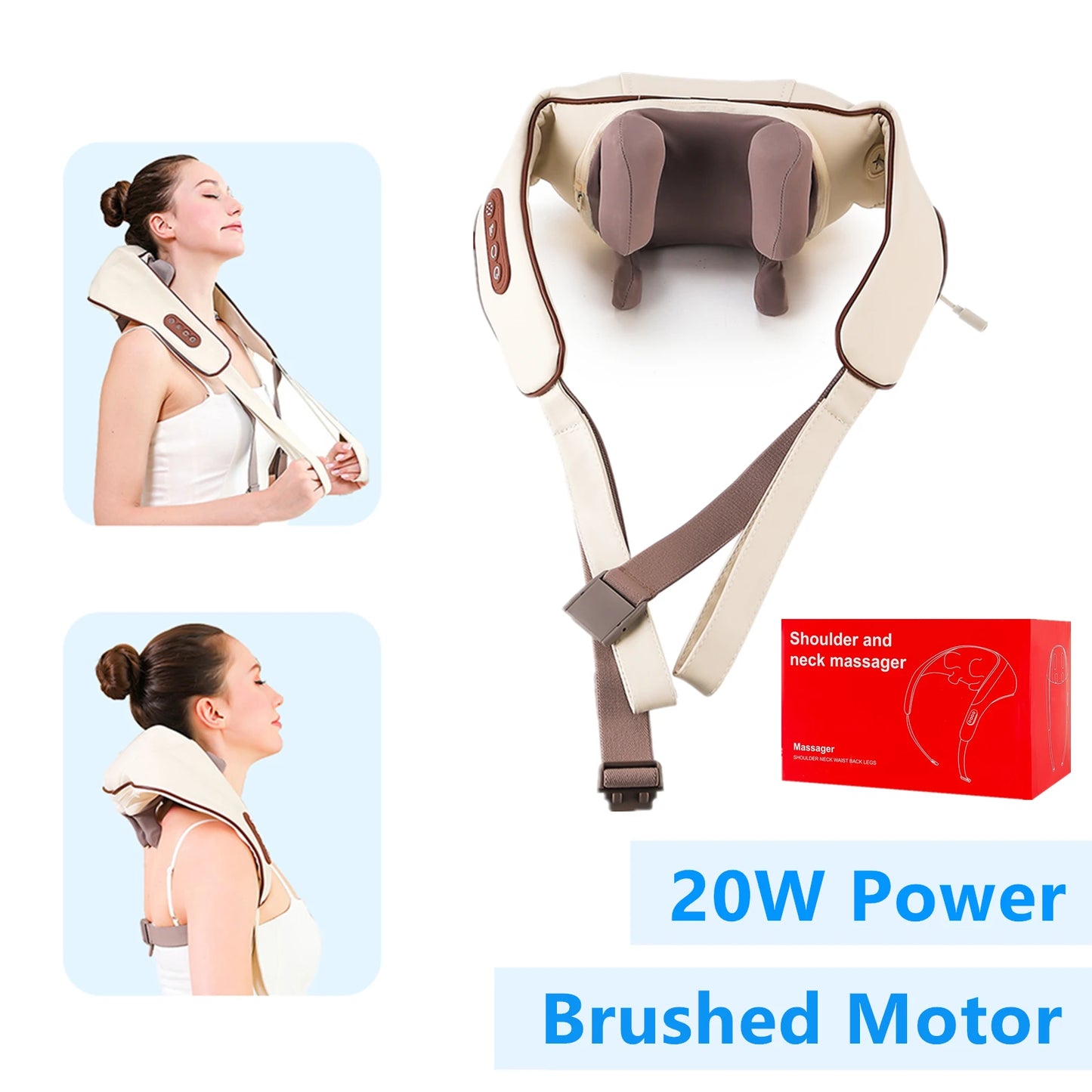 26W Wireless Neck & Shoulder Massager – Deep Kneading Back & Cervical Relief by Foreverlily