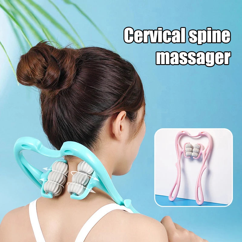 Manual Neck and Shoulder Massager – 6-Ball Kneading Roller for Tension Relief