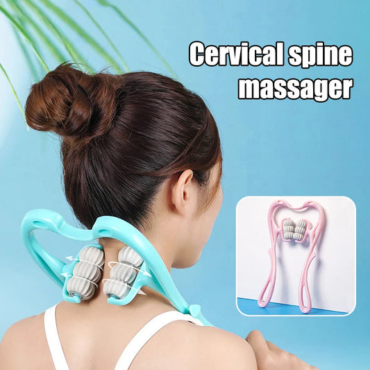 Manual Neck and Shoulder Massager – 6-Ball Kneading Roller for Tension Relief