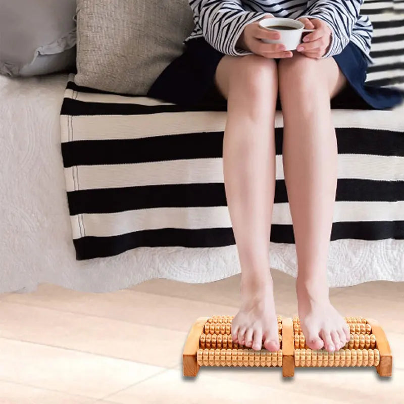 Wooden Foot Massage Roller – Reflexology Pain & Stress Relief Tool