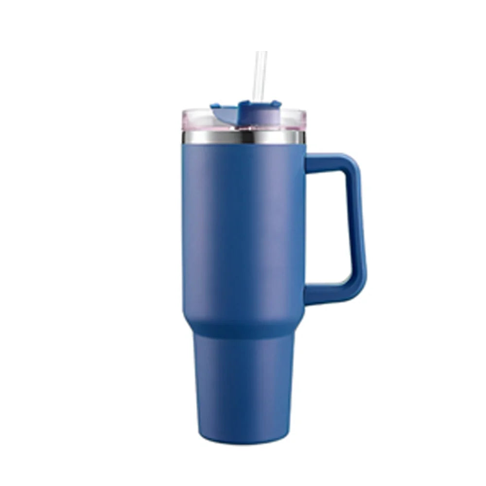40oz Stainless Steel Insulated Tumbler – With Handle, Straw & Lid