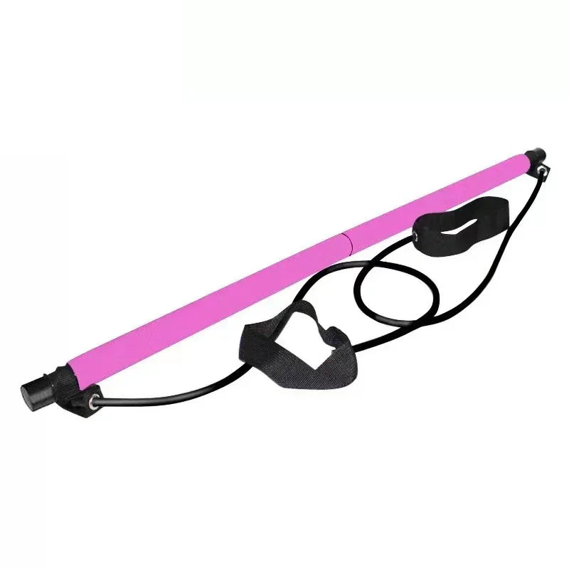Portable Pilates Bar Kit – Resistance Band Yoga Stick with Foot Loops