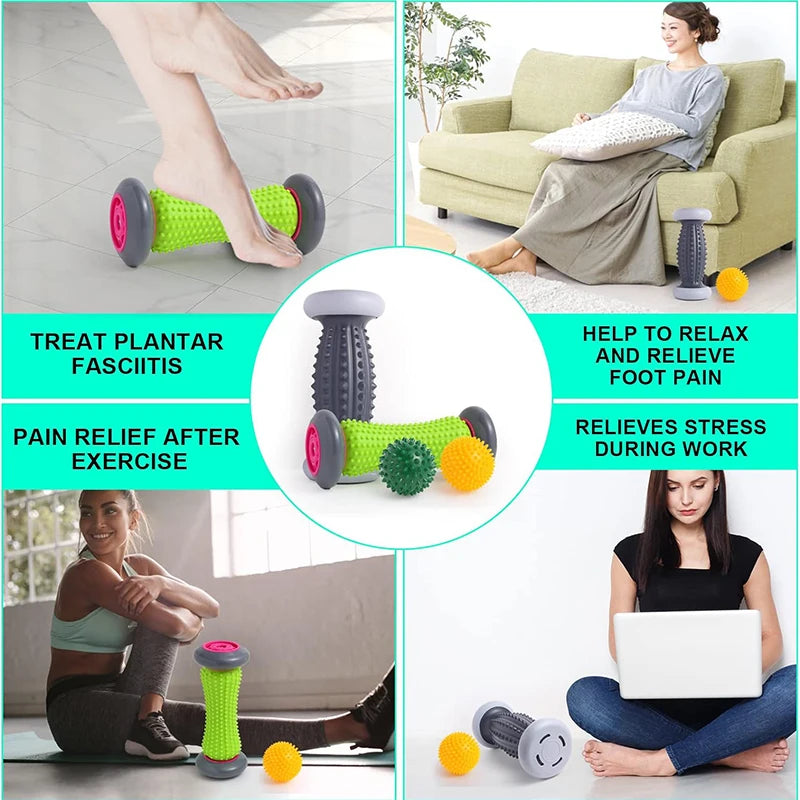 Foot Roller & Spiky Ball Set – Plantar Fasciitis & Neuropathy Relief